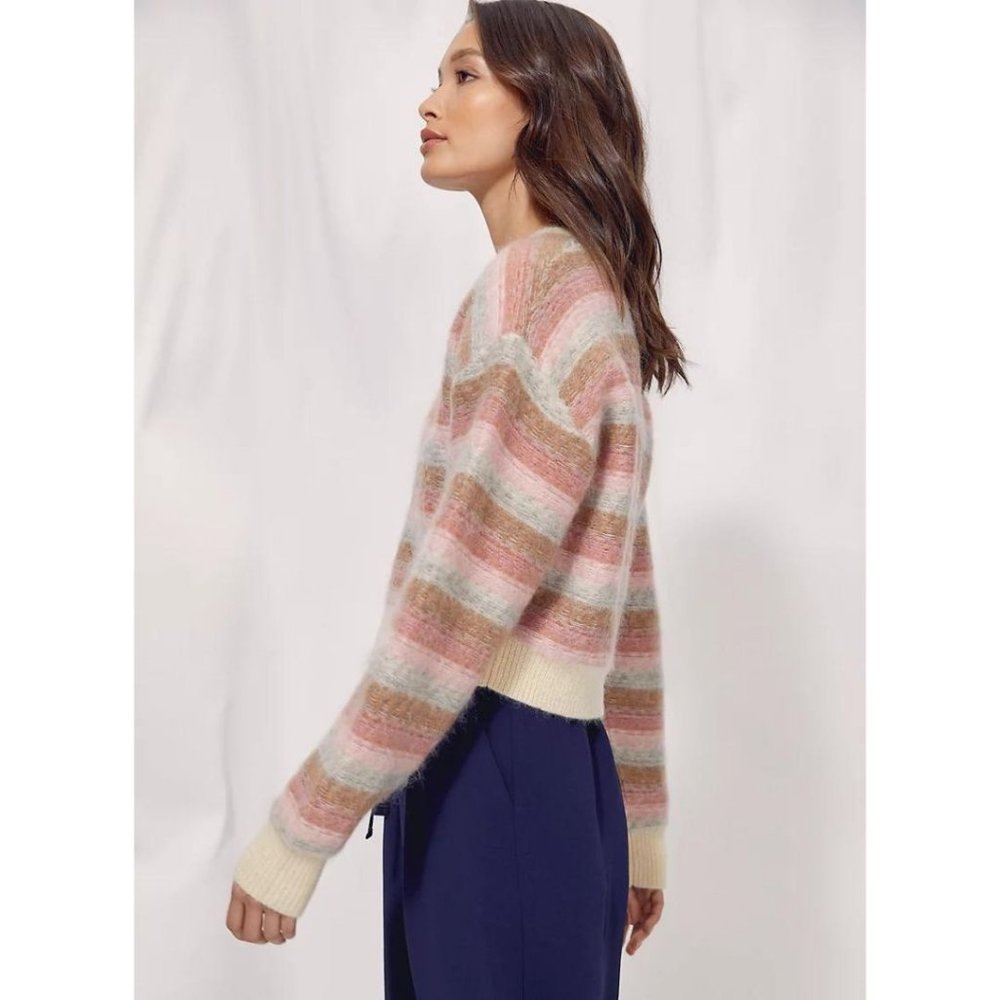 Wilfred Cadence Fair Isle Mohair Sweater Orange Teal Size XS